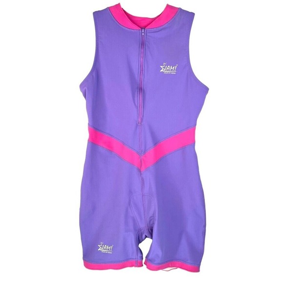 Jam! Triathlon TRISUIT Womens Size Large Purple Pink 1/2 Zip Rowing Sleeveless - Picture 1 of 9